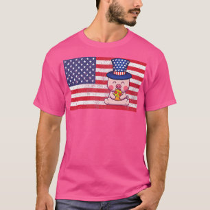 Camiseta Pig 4th Of July Independence Day Usa Flag Premium