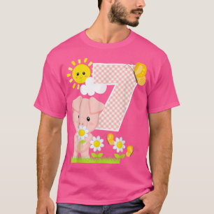 Camiseta Pig 7th Birthday Girl 7 Year Old Birthday Cute Pig