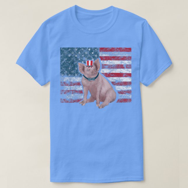 Camiseta Pig American Flag 4th Of July Patriotic Hog Raiser (Diseño del anverso)