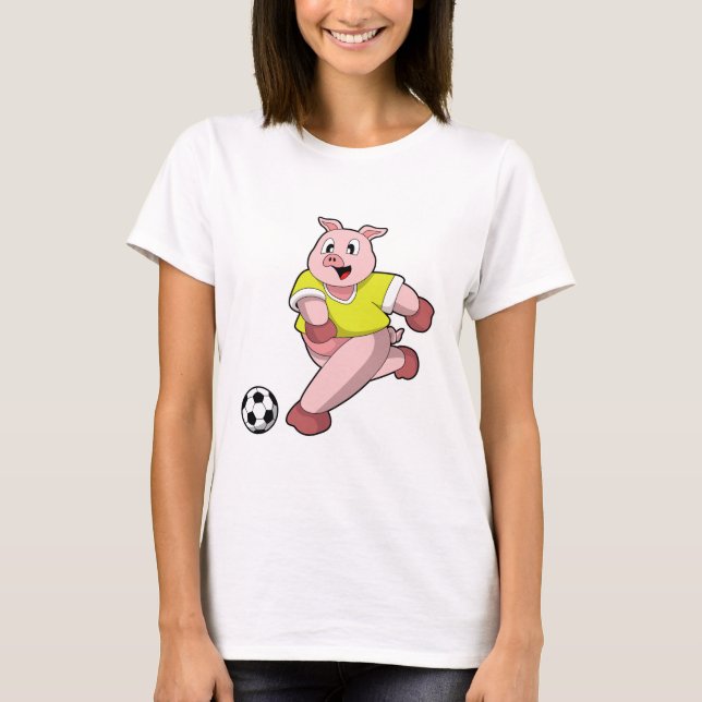 Camiseta Pig as Soccer player with Soccer (Anverso)