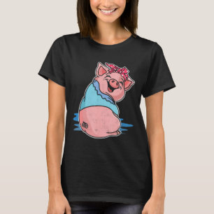 Camiseta Pig Bandana Regalo Idea Cute Lady Ganadera Diseño