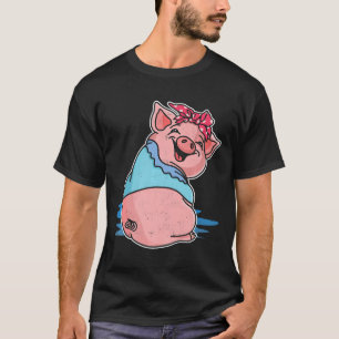 Camiseta Pig Bandana Regalo Idea Cute Lady Ganadera Diseño
