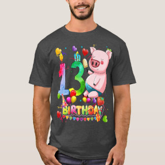 Camiseta Pig Birthday Party 13 Year Old Boy 9th Pig Birthda
