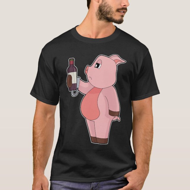 Camiseta Pig Bottle Red wine (Anverso)