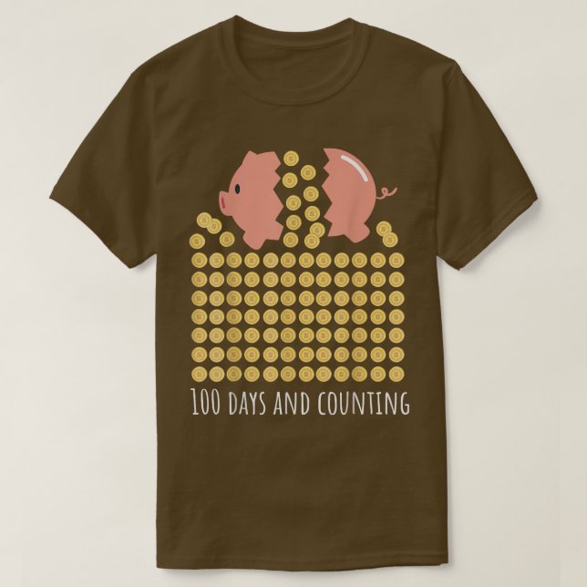 Camiseta Pig Coin Bank 100 Days Of School Teacher Boy Girl  (Diseño del anverso)