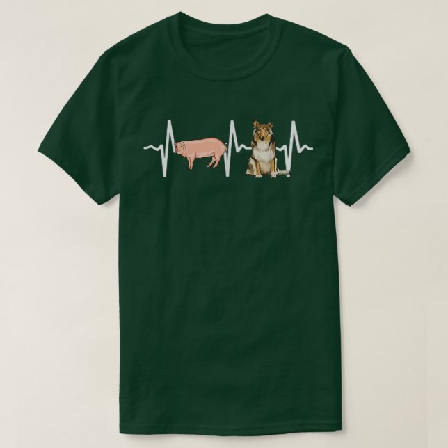 Camiseta Pig Collie Heartbeat Dog Lover  (Diseño del anverso)