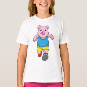 Camiseta Pig como corredora en ejecución