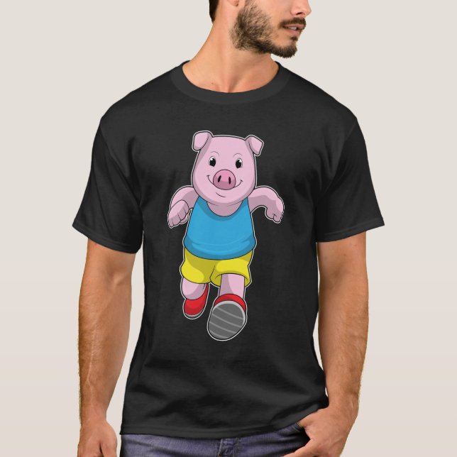 Camiseta Pig como corredora en ejecución (Anverso)