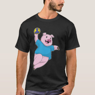 Camiseta Pig como jugador de balonmano con balonmano
