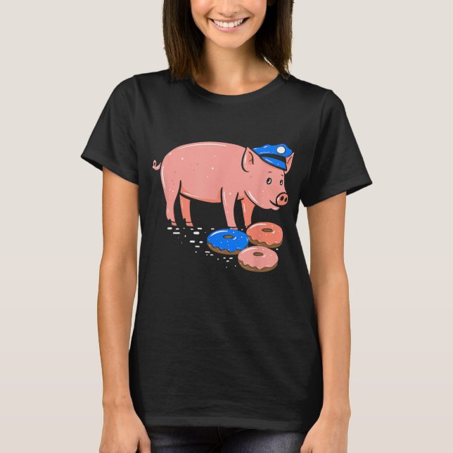 Camiseta Pig Cop Fundadoso Oficial De Policía Doughnut (Anverso)