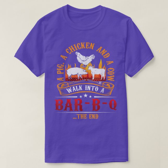 Camiseta Pig Cow BBQ Meat Lover Grill Friends Fun Chicken  (Diseño del anverso)