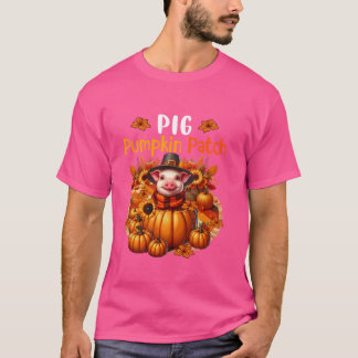 Camiseta Pig Cute Parche Pumpkins de Acción de Gracias Hoja