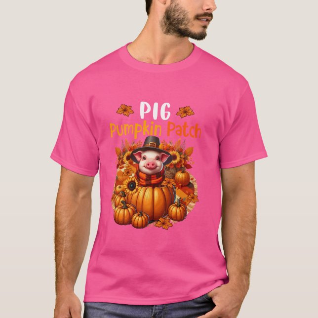 Camiseta Pig Cute Parche Pumpkins de Acción de Gracias Hoja (Anverso)