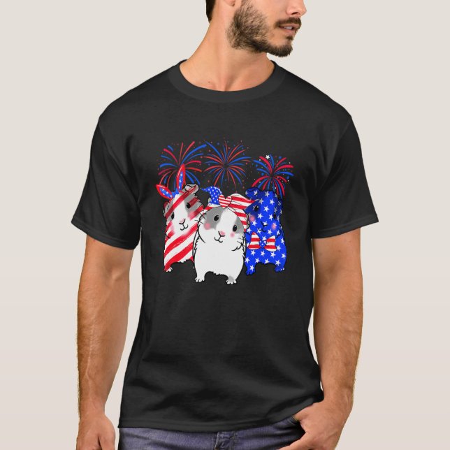 Camiseta Pig De Guinea Bandera Americana Patr De Fuego 4 De (Anverso)