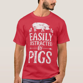 Camiseta Pig Easily Distracted By Pigs Funny Farmer Farm An