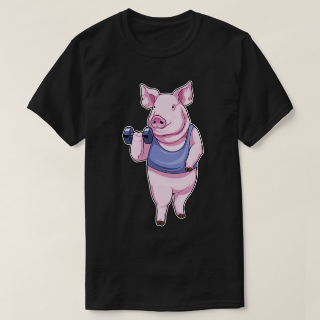 Camiseta Pig Fitness Dumbbell (Diseño del anverso)