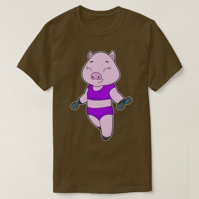Camiseta Pig Fitness Dumbbell 1 (Diseño del anverso)