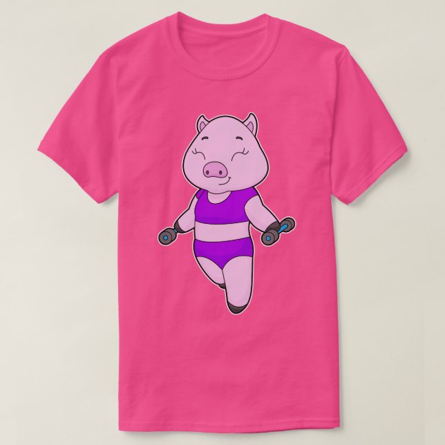 Camiseta Pig Fitness Dumbbell 2 (Diseño del anverso)