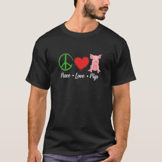 Camiseta Pig  Graphic For Women Girls Peace Love Pigs