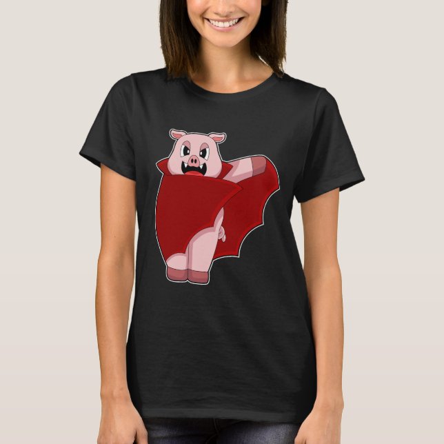 Camiseta Pig Halloween Bat (Anverso)