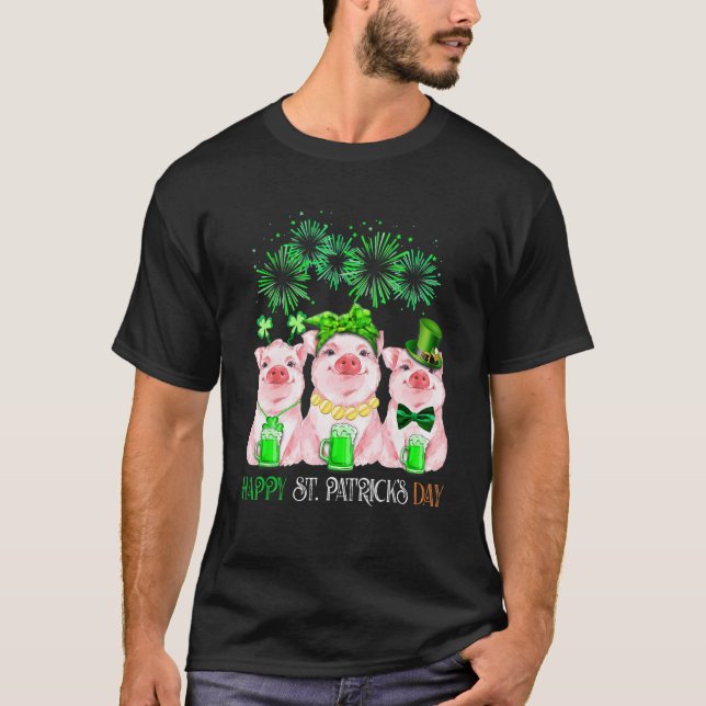 Camiseta Pig Happy St Patricks Day Family Farmer Farming Lo (Anverso)