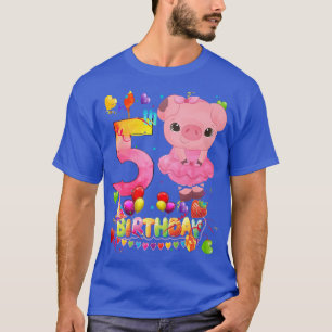 Camiseta Pig Kids 5 Year Old Pig Birthday Girl Cute Pig 5th