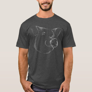 Camiseta Pig Line Art Realist Resumen Pig Animal Art Pre