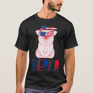 Camiseta Pig Merica 4 de julio divertido cerdo americano ba
