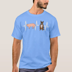 Camiseta Pig Miniature Bull Terrier Heartbeat Dog Lover 