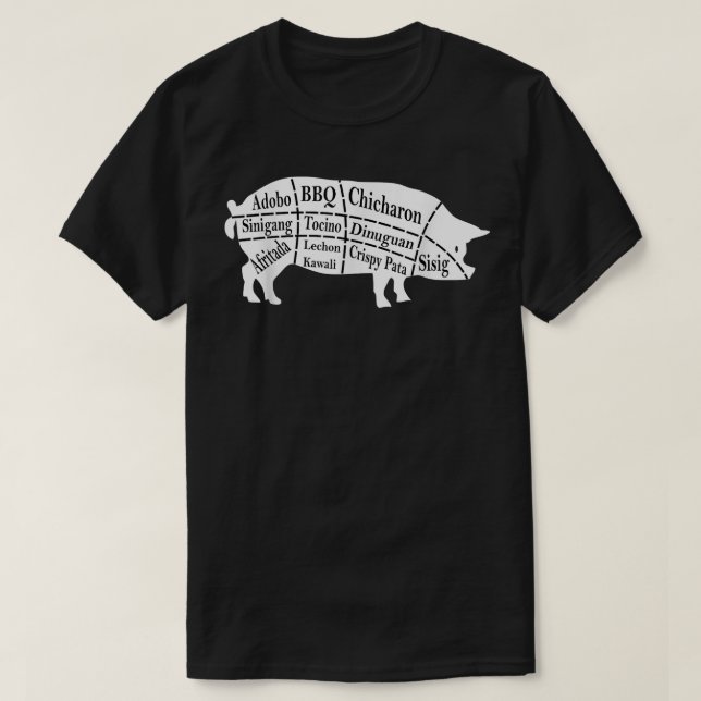 Camiseta Pig Parts Filipino Food BBQ Pinoy Adobo Cerdo grac (Diseño del anverso)