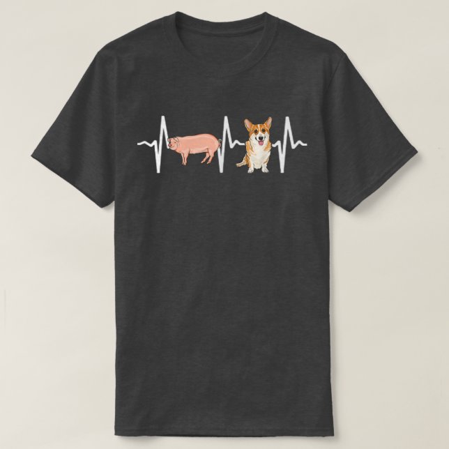 Camiseta Pig Pembroke Welsh Corgi Heartbeat Dog Lover (Diseño del anverso)