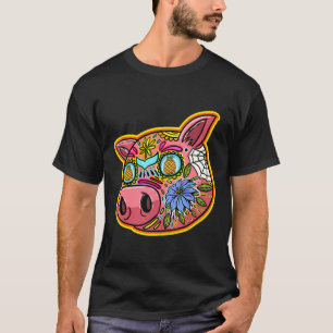 Camiseta Pig Pineapple Eyes Sugar Skull Retro Día Del De