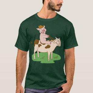 Camiseta Pig Riding A Cow Farm Premium
