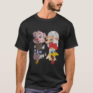 Camiseta Pig Sheep Cow Chicken Niños Pequeños Granja Divert