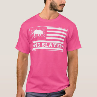 Camiseta Pig Slayer Estados Unidos American Flag Boar Hunin