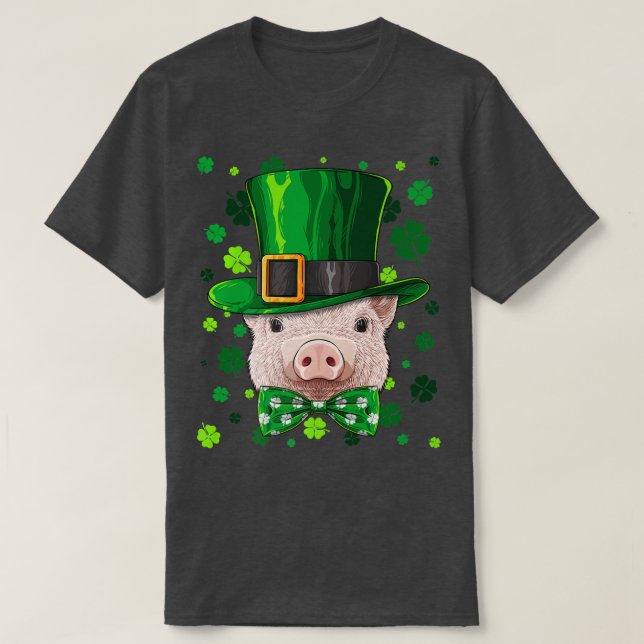 Camiseta Pig St Patricks Day Animal Leprechaun Hat Shamrock (Diseño del anverso)