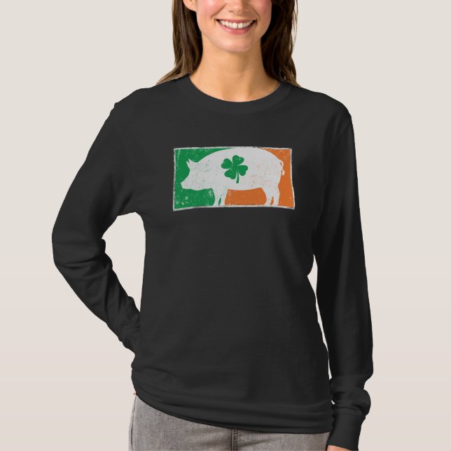 Camiseta Pig St Patrick's Day Irish Flag C Distressed (Anverso)