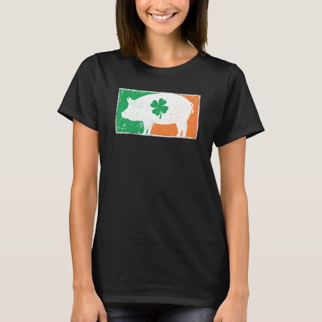 Camiseta Pig St Patrick's Day Irish Flag C Distressed (Anverso)