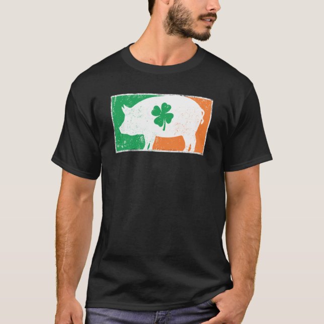 Camiseta Pig St Patrick's Day Irish Flag C Distressed (Anverso)