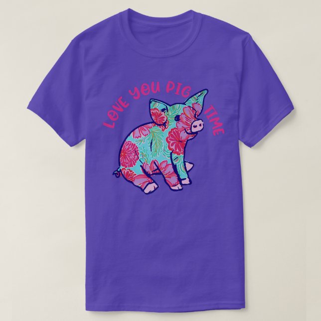 Camiseta pig time Funny Flower Pig apparel Premium  (Diseño del anverso)
