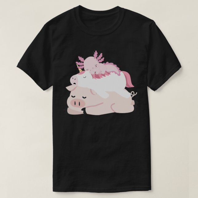 Camiseta Pig Unicorn Axolotl Funny Stack (Diseño del anverso)