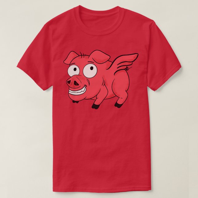 Camiseta Pig Wings Retro Toon Funny Flying Piglet BBQ (Diseño del anverso)