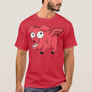 Camiseta Pig Wings Retro Toon Funny Flying Piglet BBQ