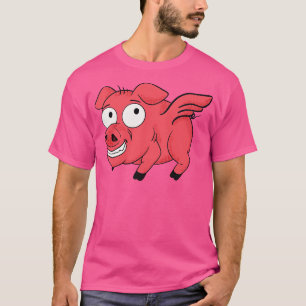 Camiseta Pig Wings Retro Toon Funny Flying Piglet BBQ