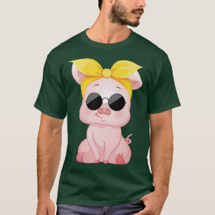 Camiseta Pig With Funny Yellow Headband Flower Cute Pig Lov