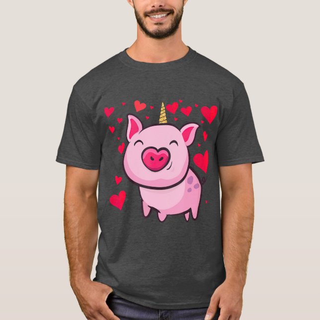 Camiseta Pigacorn Unicorn Pig Lovers Valentines (Anverso)