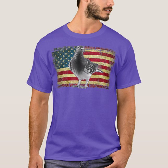 Camiseta Pigeon Bird Bandera Americana 4 de julio Estados U (Anverso)