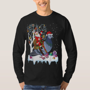 Camiseta Pigeon Bird Lover Xmas Regalo Santa Riding Pigeon 