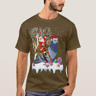 Camiseta Pigeon Bird Lover Xmas Regalo Santa Riding Pigeon
