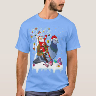 Camiseta Pigeon Bird Lover Xmas Santa Riding 1